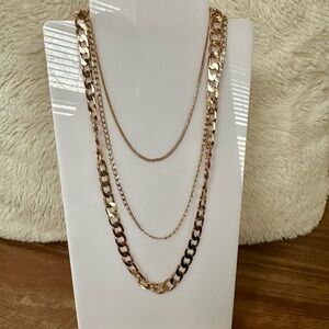 NEW SET OF 3 Pretty Bird Jewelry Rose Gold Layering Necklaces 18”